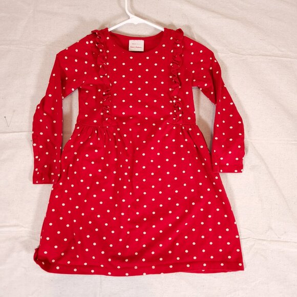 Hanna Andersson Red White Polka Dot Dress Girls 120 6-7 Y Ruffles Cotton - Picture 1 of 11